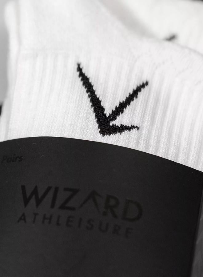 Wizard Pack of 3 - White Stripes Short Crew Cotton Socks - Image 5