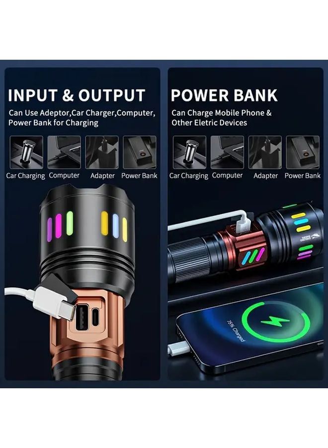 SD 5251 Black Smiling Shark High Lumens LED Flashlight Super Bright Long Range Zoomable Lens - Image 5