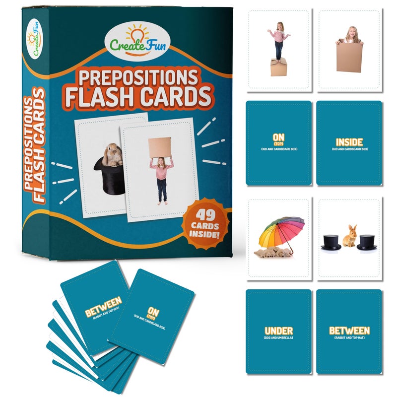 CreateFun 49 Preposition Vocabulary Builder Flash Cards Vol 1 Includes 7 Picture Card Prepositions with 5 Sequencing Learning Games for Kids Parents Teachers ESL Speech Therapy Autism ABA and Homeschool - Image 4