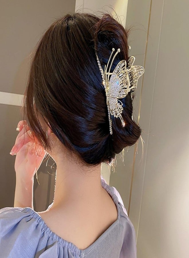 RHOSYN HAIR ACCESSORIES Elegant Butterfly Hair Clip Flying Metal Hair Claw Clutchers Non Slip Jaw Clamps Styling Hair Accessories For Women's And Girls, Golden (Pack-1) - Image 1
