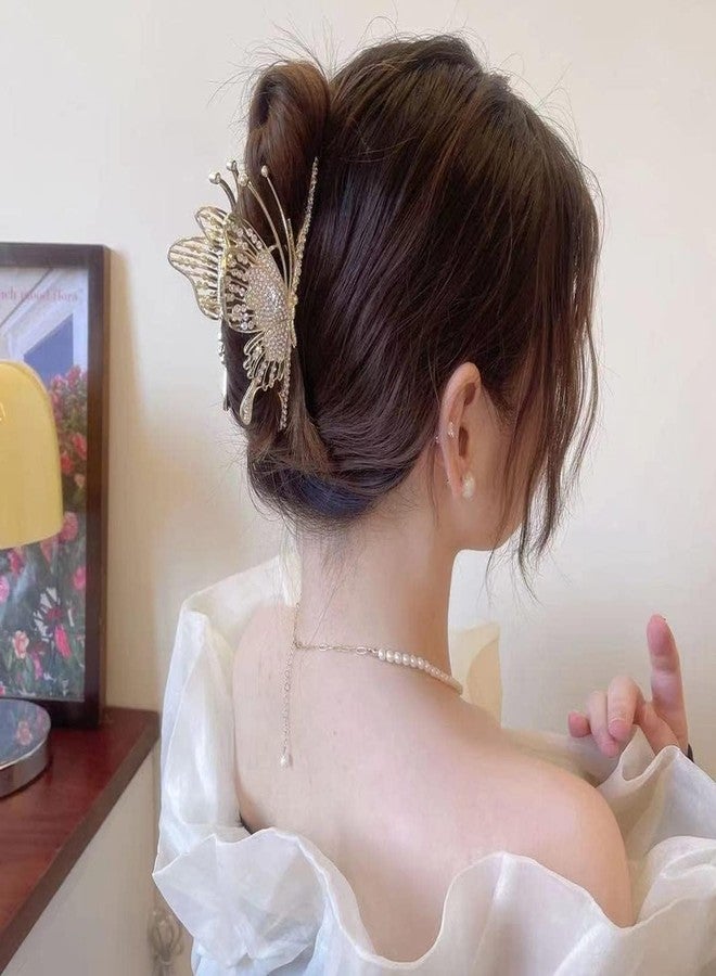 RHOSYN HAIR ACCESSORIES Elegant Butterfly Hair Clip Flying Metal Hair Claw Clutchers Non Slip Jaw Clamps Styling Hair Accessories For Women's And Girls, Golden (Pack-1) - Image 5