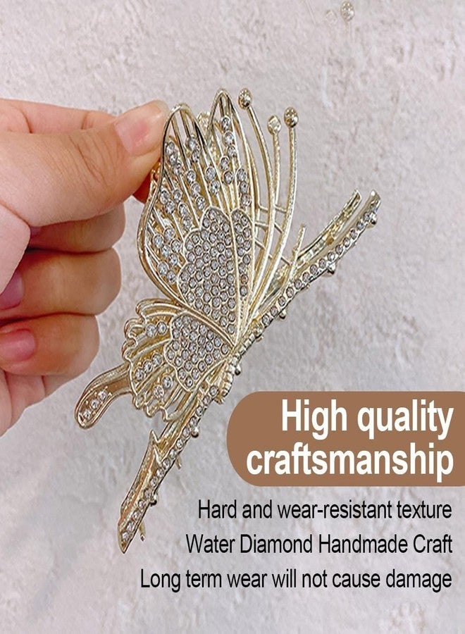 RHOSYN HAIR ACCESSORIES Elegant Butterfly Hair Clip Flying Metal Hair Claw Clutchers Non Slip Jaw Clamps Styling Hair Accessories For Women's And Girls, Golden (Pack-1) - Image 3