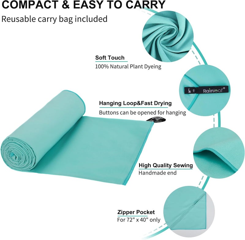 Rainleaf Microfiber Towel,Mint Color,20 X 40 Inches - Image 3