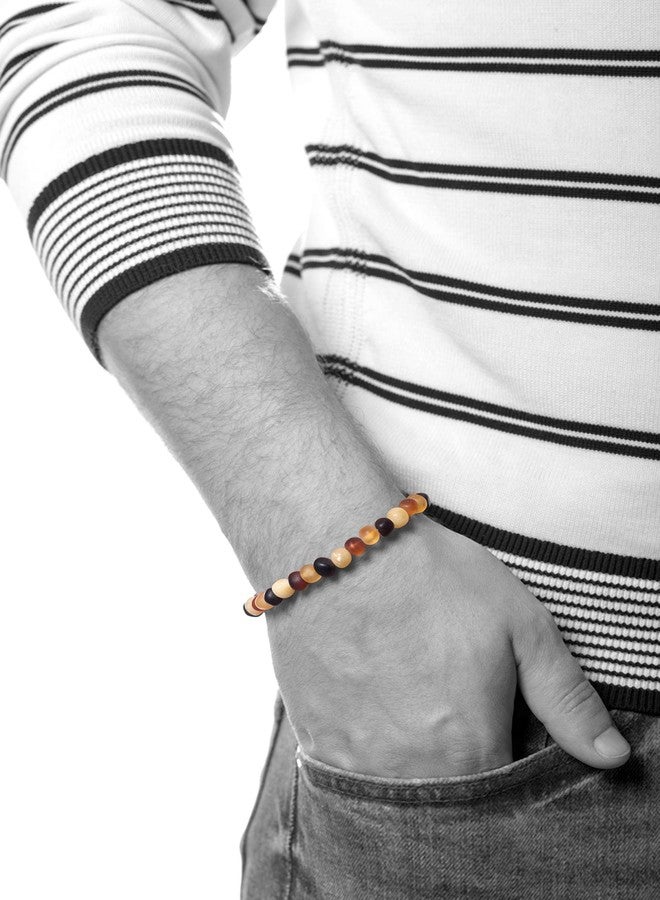 AMBERAGE Natural Baltic Amber Bracelet for Adults (Women/Men) - Hand made From Raw-Unpolished/Certified Baltic Amber Beads(6 Colors) (8, Raw-Unpolished Multi) - Image 3