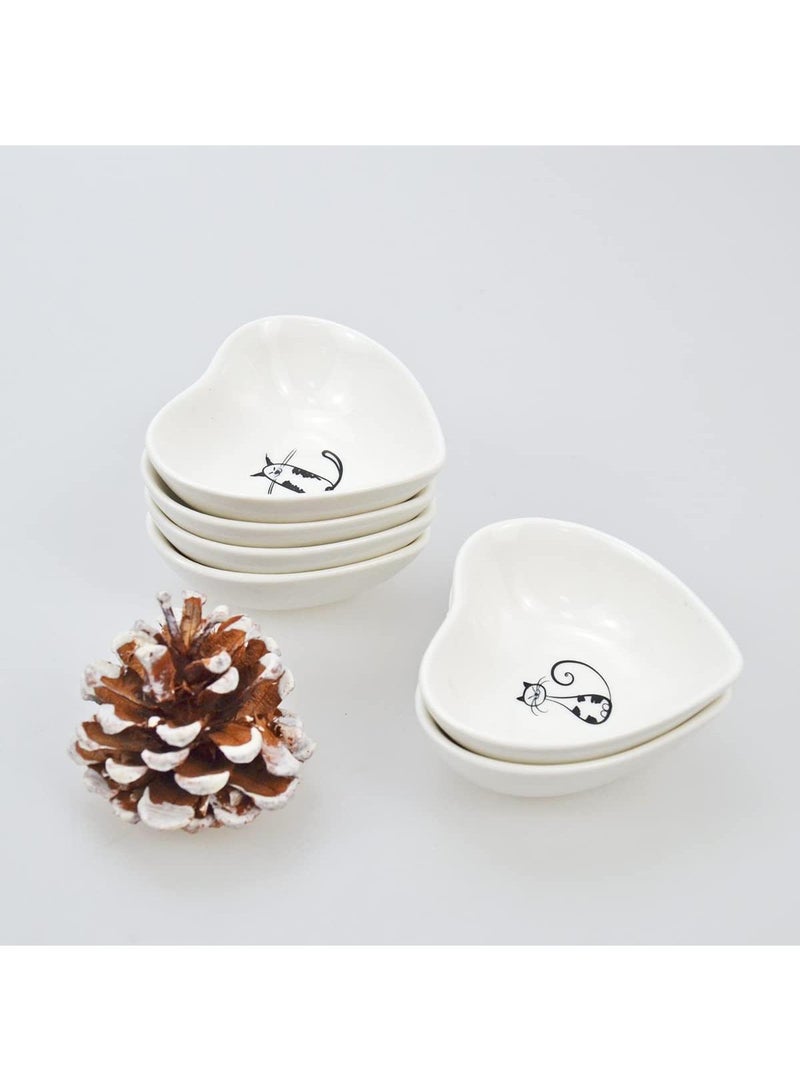 Sweet seven Charming Cat Ceramic Dish Set (6-Pack) for Sauces, Seasonings, Sushi Dipping, Appetizers & More - Adorable Serving Plates for Kitchen and Home Use - Image 3