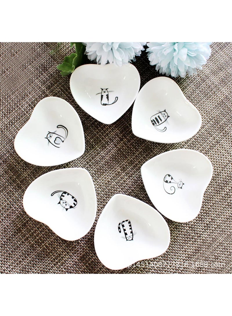 Sweet seven Charming Cat Ceramic Dish Set (6-Pack) for Sauces, Seasonings, Sushi Dipping, Appetizers & More - Adorable Serving Plates for Kitchen and Home Use - Image 5