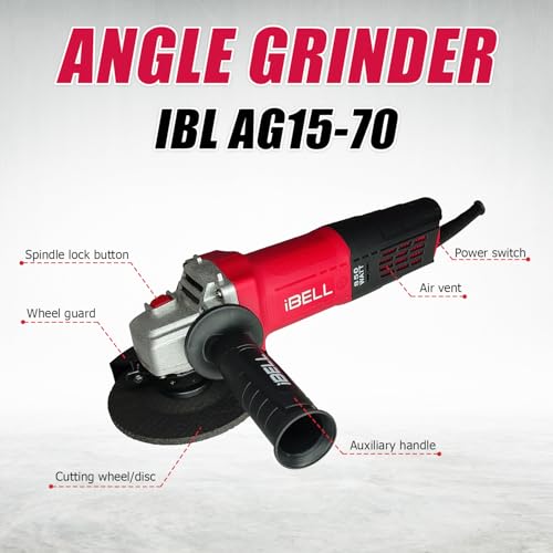 IBELL TOOLS IBELL AG15-70 Angle Grinder | 850W Heavy Duty Power Tool | Copper Armature | 115mm (4.5") Disc Diameter | 11000 RPM | Includes Grinding Wheel & Safety Guard | 6 Months Warranty - Image 2
