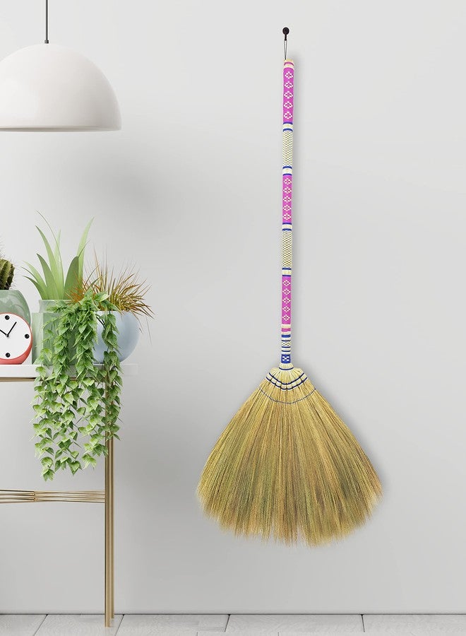 AW BROOMS 40 inch Tall of Asian Broom for Cleaning Tile Floor,Soft bristles,Long Handle Hand Grip The Reed Tree with Grass, Design for Sweeper Garbage Dust,Vintage Broom,Durable Indoor & Outdoor - Image 4