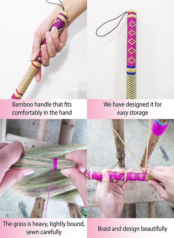AW BROOMS 40 inch Tall of Asian Broom for Cleaning Tile Floor,Soft bristles,Long Handle Hand Grip The Reed Tree with Grass, Design for Sweeper Garbage Dust,Vintage Broom,Durable Indoor & Outdoor - Image 5