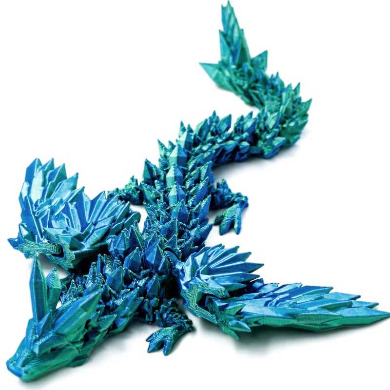 Dxldfks 3D Printed Articulated Winged Dragon for Home Office Decor - Executive Desk Toy, Blue Green - Image 1