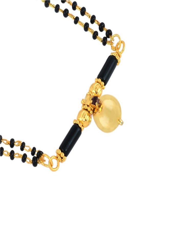Superstore18 Memoir Gold plated Ruby Red CZ studded Black Single wati Mangalsutra for Women (SST1217MSSV) Gold plated Ruby Red CZ studded Black Single wati Mangalsutra for Women - Image 2