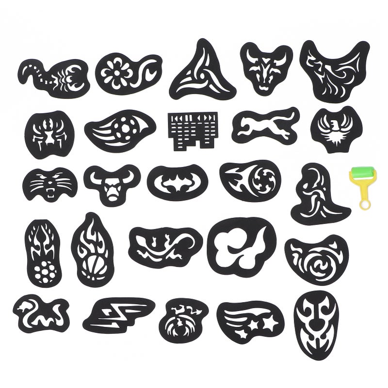25pcs Tattoo Stencils Hair Tattoo Template Hair Coloring Shaping Mold Tool for Barber - Image 2