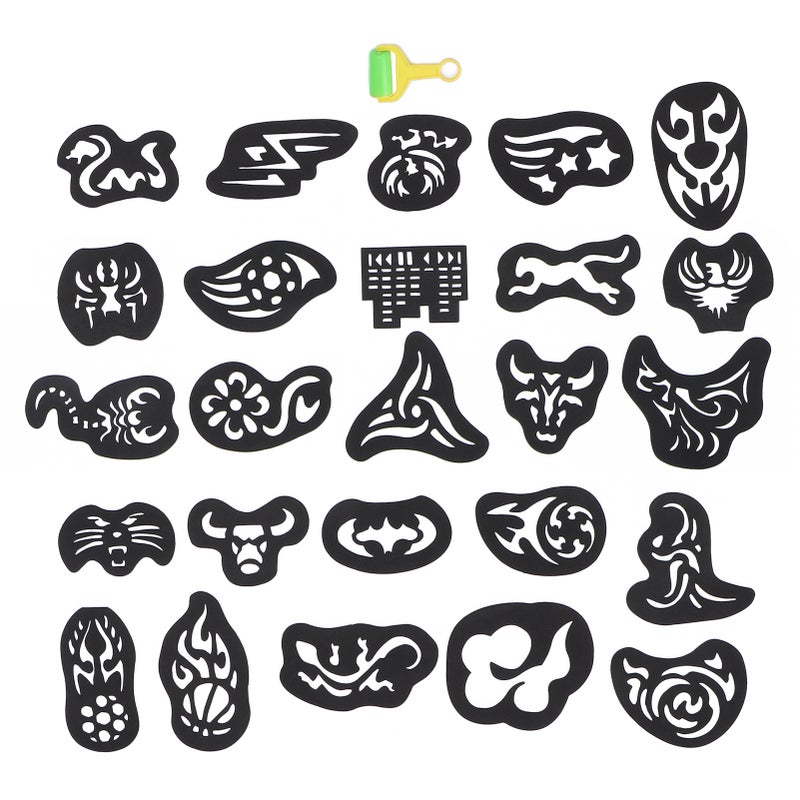 25pcs Tattoo Stencils Hair Tattoo Template Hair Coloring Shaping Mold Tool for Barber - Image 4