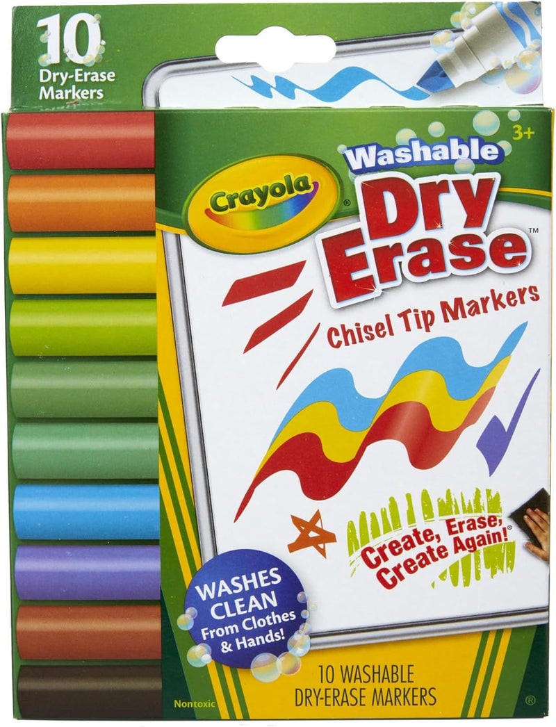 كرايولا أقلام تحديد قابلة للمسح الجاف، 10 قطع، ذات طرف إسفيني، قابلة للغسل - Image 2