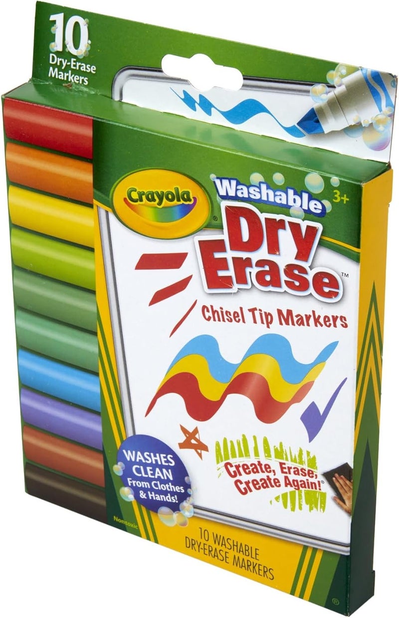 كرايولا أقلام تحديد قابلة للمسح الجاف، 10 قطع، ذات طرف إسفيني، قابلة للغسل - Image 5