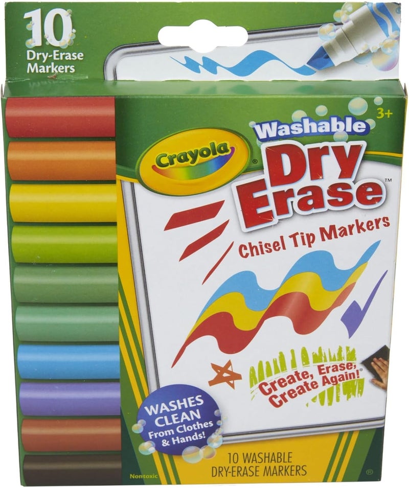 كرايولا أقلام تحديد قابلة للمسح الجاف، 10 قطع، ذات طرف إسفيني، قابلة للغسل - Image 3