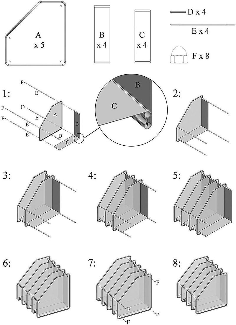 Styxon رف تنظيم الملفات العمودي بأربعة أقسام للكتب والمستندات (أسود، 35 × 28 × 32 سم) - Image 5