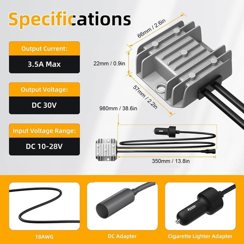 Mini 12V to 30V 3.5A DC Step Up Converter Waterproof Power Supply for RV Marine Battery - Image 3