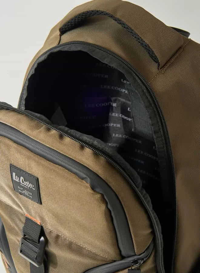 Lee Cooper Men Textured Backpack with Adjustable Shoulder Straps and Zip Closure - 47x32x7 cm
