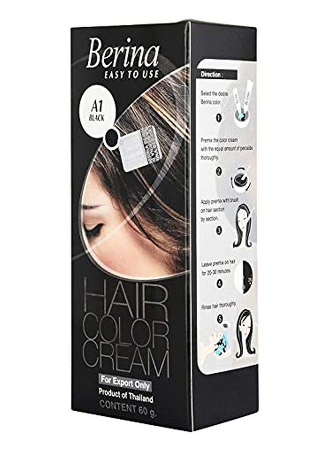 Berina Hair Colour Cream Full Coverage | Temporary & Quick Highlight 60Gm Dye Cream Including Developer & Protein Conditioner | Suitable For All Hair Types (Pack Of 1 A1 Black Hair Colour Cream) - Image 2