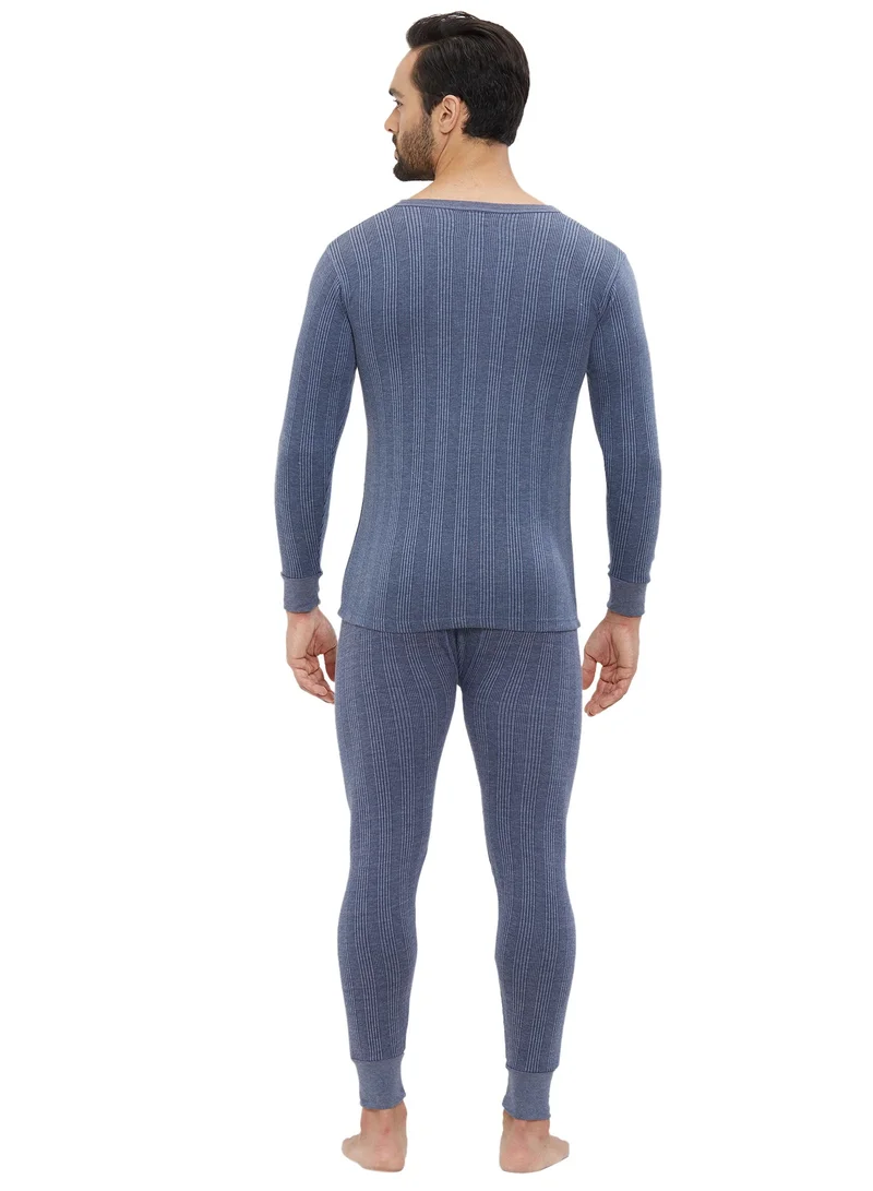 AMPM  MEN'S COTTON BLENDED SOFT INNER FULL BODY THERMAL SET - NAVY BLUE for Men | Best Price UAE