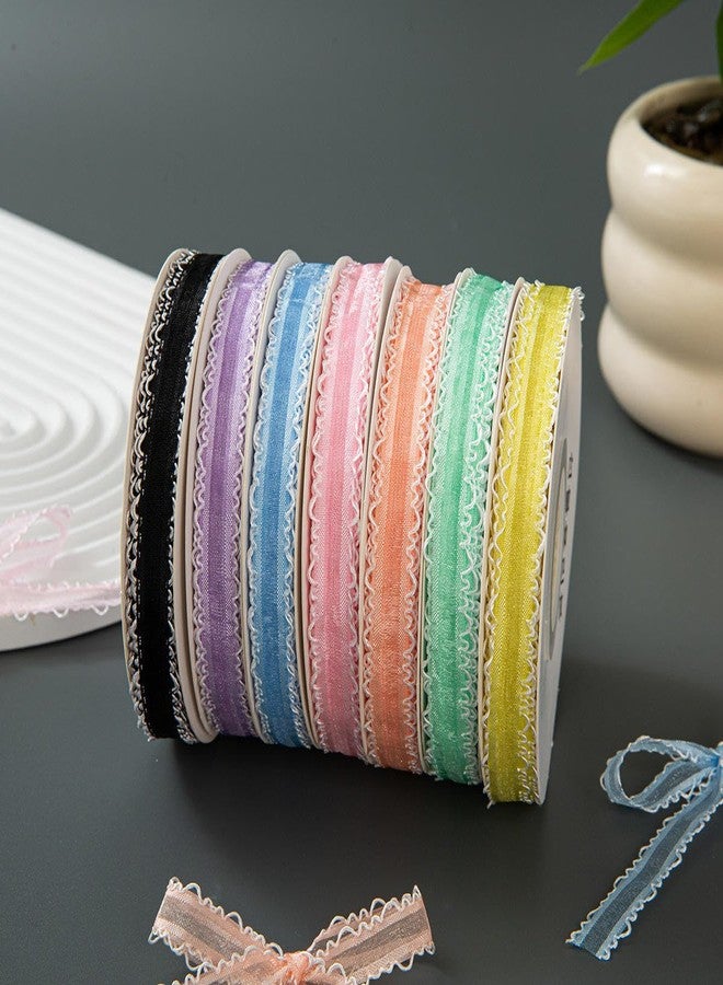 Bits & Bobs شريط ساتان بوليستر من Bits & Bobs، ذو حواف مزدوجة مموجة، 1 سم × 20 ياردة، لباقات الزهور وربطات العنق المصنوعة يدويًا (أبيض) - Image 5