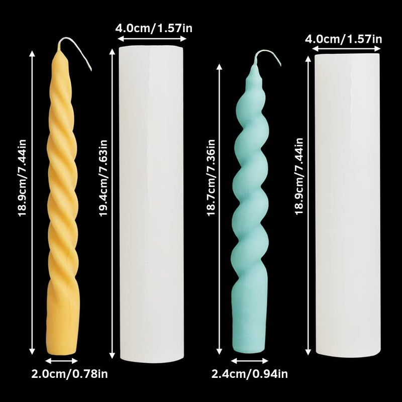 Wehous 2PCS Long Twisted Silicone Candle Molds, 3D Pillar Candle Molds for Aromatherapy Candle Soap Wax Making, Unique Rod Resin Molds Silicone, DIY Epoxy Casting Clay Craft - Image 2