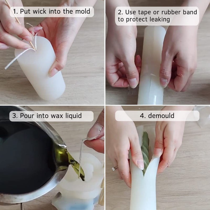 Wehous 2PCS Long Twisted Silicone Candle Molds, 3D Pillar Candle Molds for Aromatherapy Candle Soap Wax Making, Unique Rod Resin Molds Silicone, DIY Epoxy Casting Clay Craft - Image 5