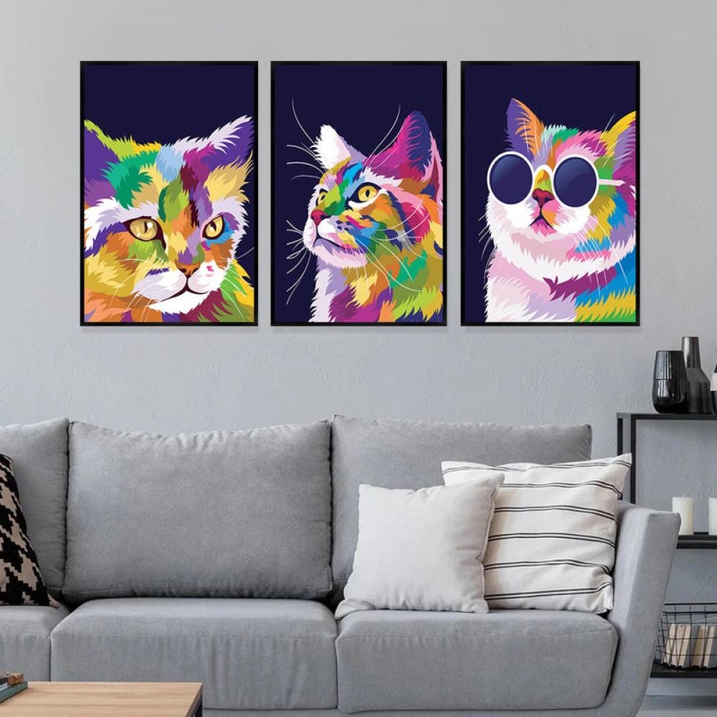 Marktna Three modern-designed canvas panels with a hollow frame, measuring (90×40), three pieces - Image 2