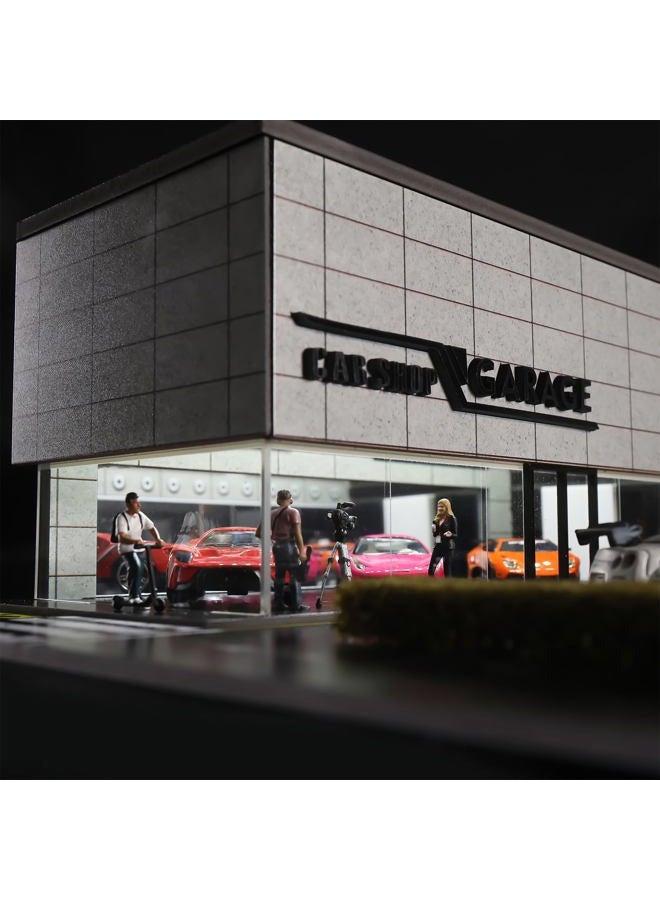 G-FANS 1/64 Scale Parking Garage Diorama with LED Lights, Display Case for Hot Mini Wheels GT Matchbox 1:64 Diecast Model Cars, Collection Storage Box (CAR Shop) - Image 3