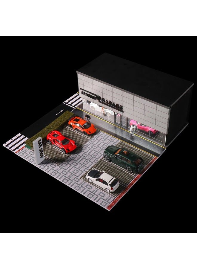 G-FANS 1/64 Scale Parking Garage Diorama with LED Lights, Display Case for Hot Mini Wheels GT Matchbox 1:64 Diecast Model Cars, Collection Storage Box (CAR Shop) - Image 5