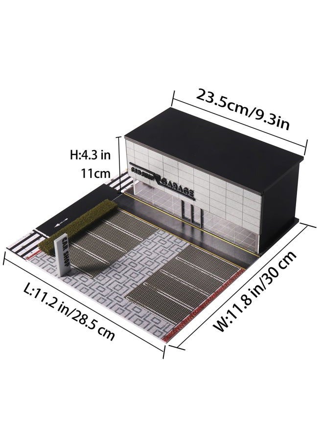 G-FANS 1/64 Scale Parking Garage Diorama with LED Lights, Display Case for Hot Mini Wheels GT Matchbox 1:64 Diecast Model Cars, Collection Storage Box (CAR Shop) - Image 2