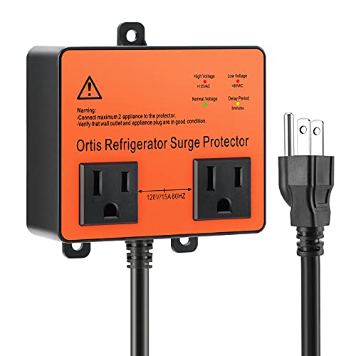 Ortis Refrigerator Surge Protector, Ortis Double Outlet Voltage Protector for Home Appliances with Time Delay, Protects Against Brownout, Spike, Instant Surge All Voltage Abnormalities, black - Image 1