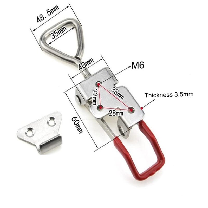 CUKAYO 4003 Toggle Latch Clamp, Adjustable Toggle Latches With Lock Hole,1320Lbs Holding Capacity Heavy Duty Toggle Clamp for Smoker Lid Jig, ToolBox Case, 2pack - Image 5