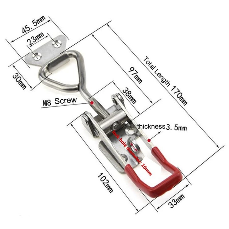 CUKAYO 4003 Toggle Latch Clamp, Adjustable Toggle Latches With Lock Hole,1320Lbs Holding Capacity Heavy Duty Toggle Clamp for Smoker Lid Jig, ToolBox Case, 2pack - Image 4