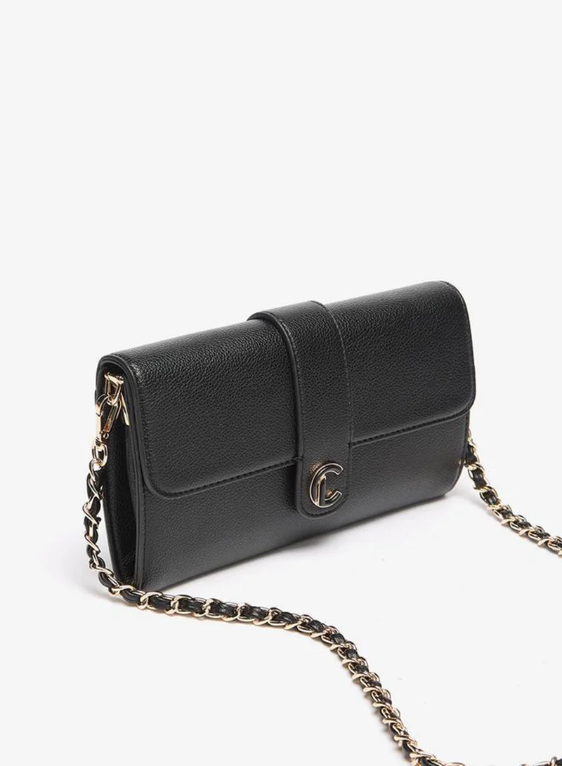 Le Confort Women's Solid Crossbody Bag with Zip Closure and Chain Strap
