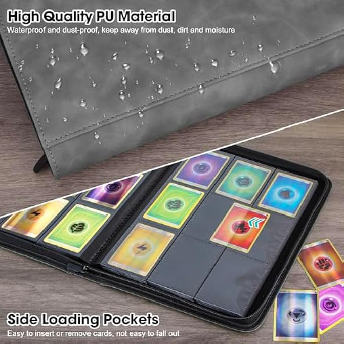 Old Canal CARD BINDER, CARD ALBUM WITH 9 POCKETS, HOLDS UP TO 540 CARDS, BINDER CARDS, CARD ALBUM FOR MTG, TCG, COMPATIBLE WITH VARIOUS COLLECTIBLE CARDS (GREY) - Image 5
