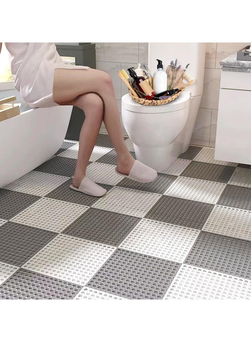 YQbest 16 Pack Interlocking Non Slip Drainage Floor Tiles, 30 X 30 Cm Soft PVC Bath Shower Floor Mat, Bathroom Shower Mat, DIY Size Bathroom Shower Toilet Non-slip  - Image 1