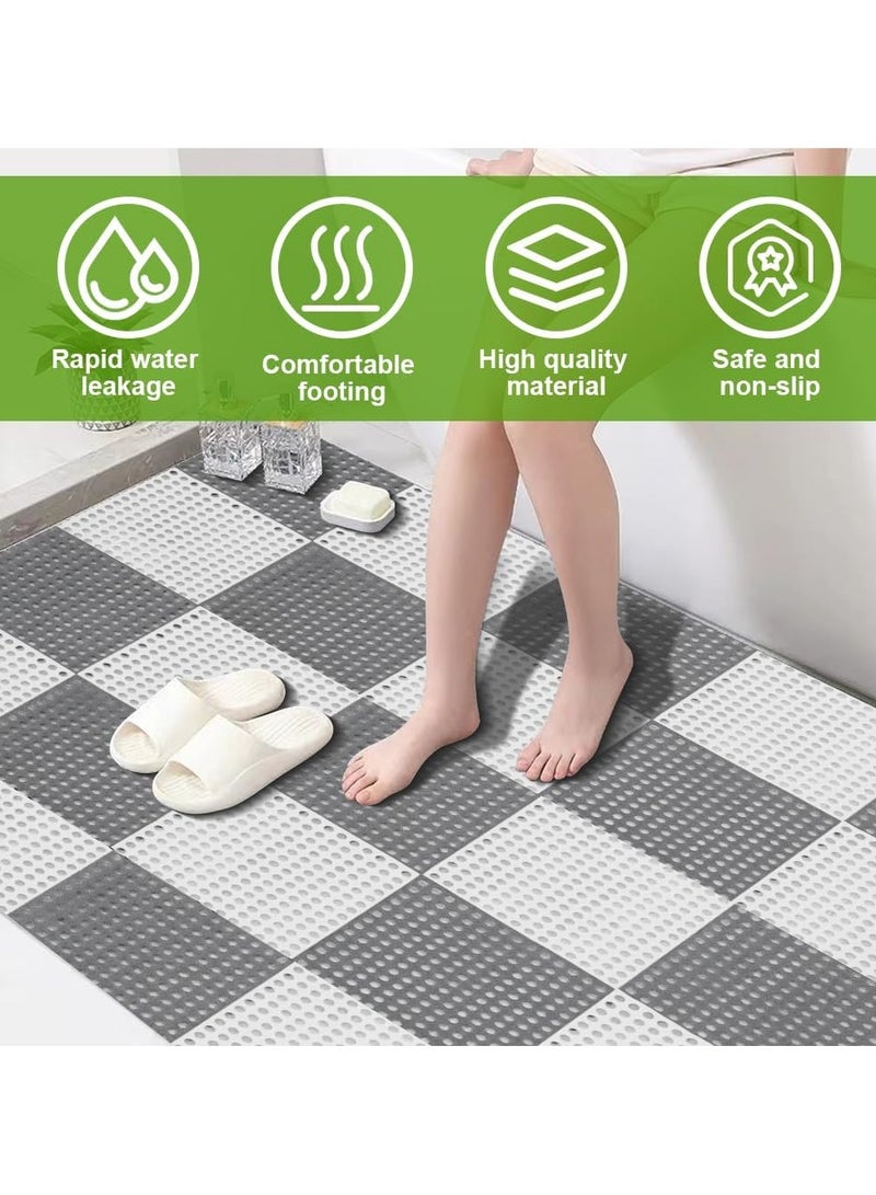 YQbest 16 Pack Interlocking Non Slip Drainage Floor Tiles, 30 X 30 Cm Soft PVC Bath Shower Floor Mat, Bathroom Shower Mat, DIY Size Bathroom Shower Toilet Non-slip  - Image 2