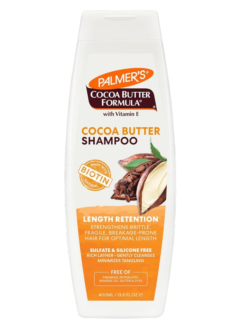 Palmer's Cocoa Butter Formula Biotin Length Retention Shampoo -Vitamin E-Gentle Cleaning - Strengthen Hair-Minimize Tangling-Maintain Moisture-Sulphate,Silicon, Paraben, Mineral Oil Free-400ML - Image 1