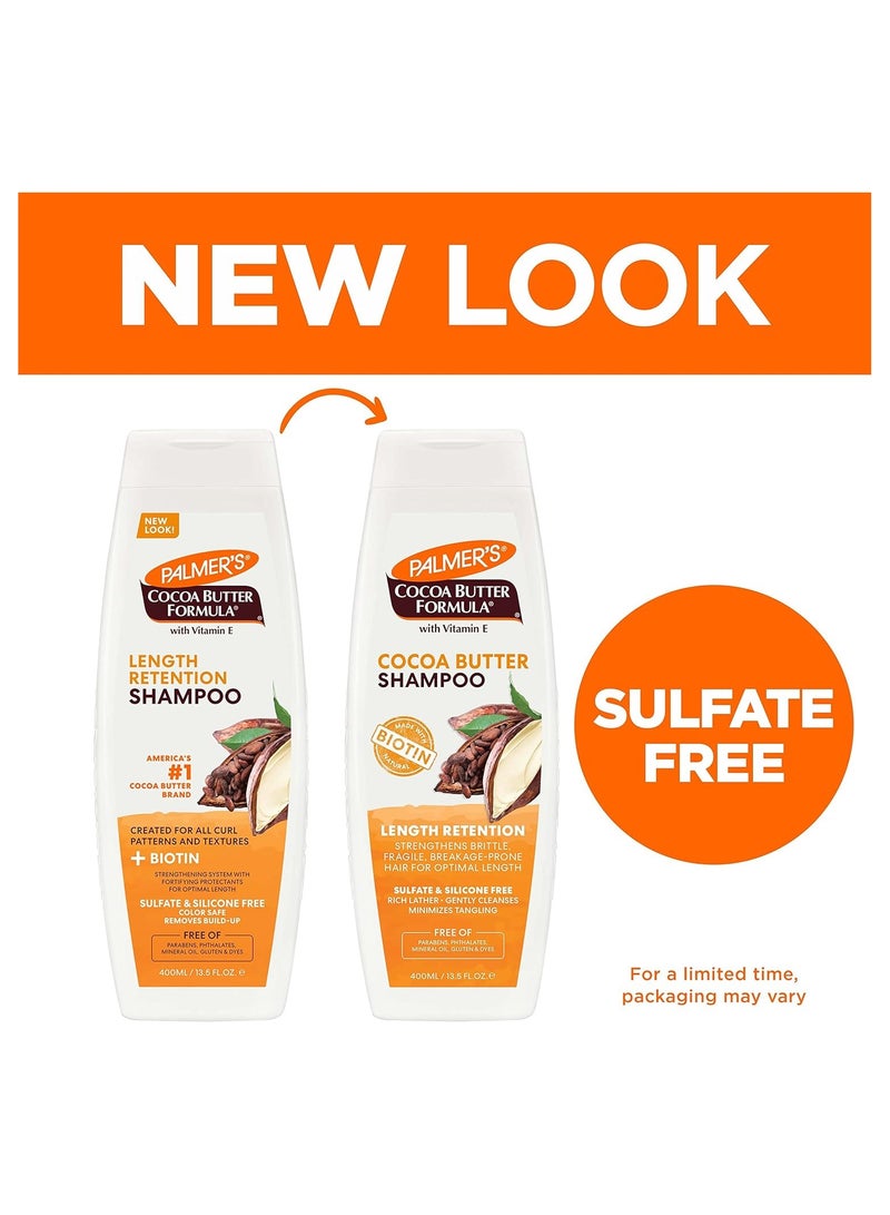 Palmer's Cocoa Butter Formula Biotin Length Retention Shampoo -Vitamin E-Gentle Cleaning - Strengthen Hair-Minimize Tangling-Maintain Moisture-Sulphate,Silicon, Paraben, Mineral Oil Free-400ML - Image 3