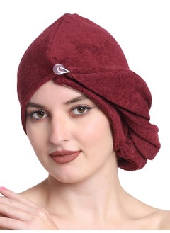 CREEVA CREEVA Luxury 100 Terry Cotton Velour Womens Hair Wrap Towel 380 GSM High Absorbent Soft Velvet and QuickDry Free Size Bath Hair Cup Wine  - Image 1