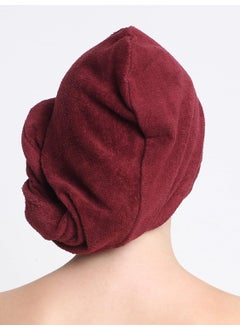 CREEVA CREEVA Luxury 100 Terry Cotton Velour Womens Hair Wrap Towel 380 GSM High Absorbent Soft Velvet and QuickDry Free Size Bath Hair Cup Wine  - Image 3