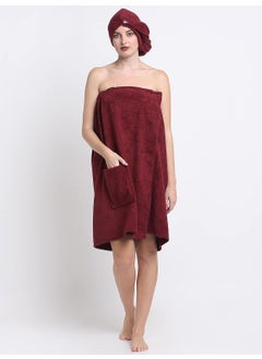 CREEVA CREEVA Luxury 100 Terry Cotton Velour Womens Hair Wrap Towel 380 GSM High Absorbent Soft Velvet and QuickDry Free Size Bath Hair Cup Wine  - Image 5