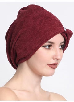 CREEVA CREEVA Luxury 100 Terry Cotton Velour Womens Hair Wrap Towel 380 GSM High Absorbent Soft Velvet and QuickDry Free Size Bath Hair Cup Wine  - Image 2