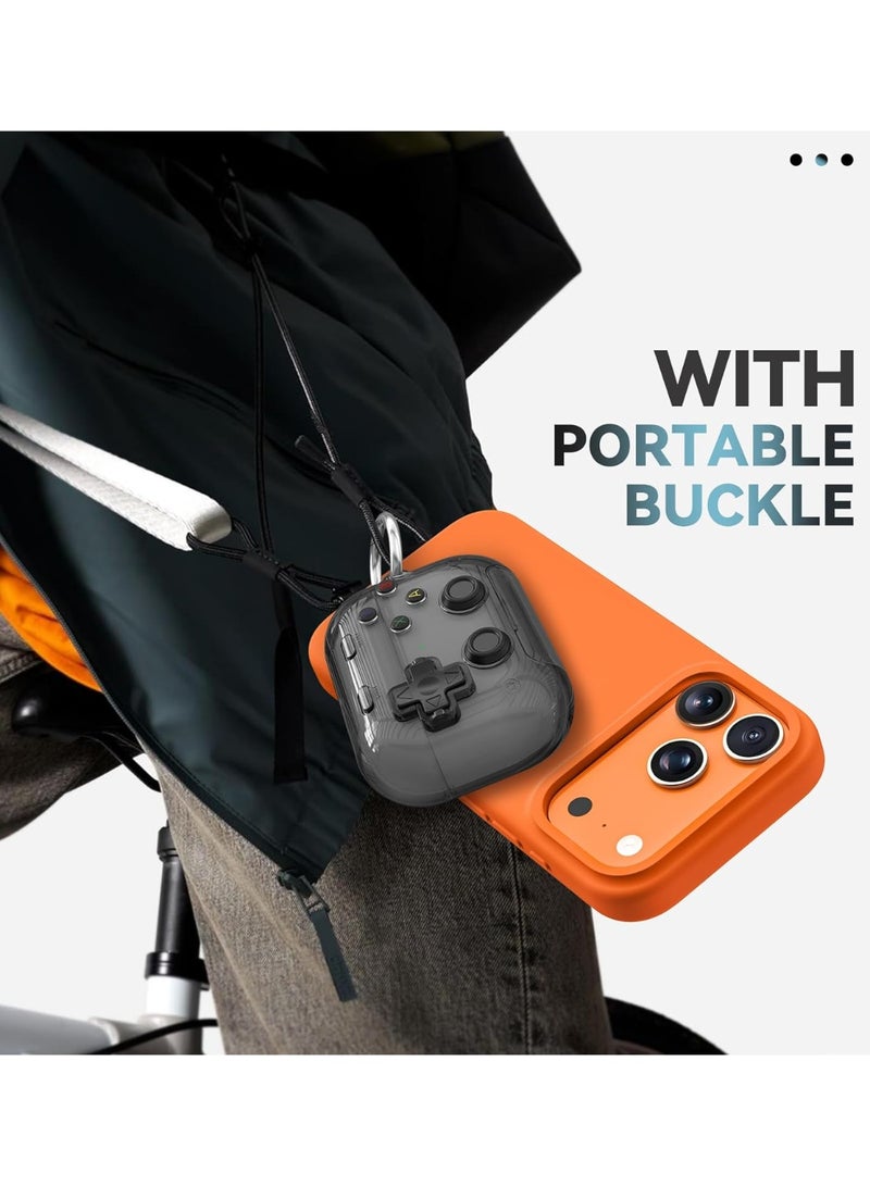 Classic game console design appearance headphone case, TPU material, with keychain hook, can be used as a phone holder, shockproof protection wireless charging anti drop protection headphone cover, suitable for AirPods pro3 (transparent black) - Image 3