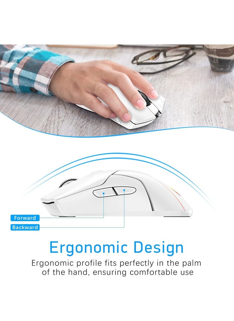 Wireless Gaming Mouse, Ergonomic Bluetooth Mouse with Tri-Mode  RGB Backlit, 4 Gears DPI Adjustable, 1000HZ Rate of Return, Macro Editing Programmable Mouse Game Mice for Pc Computer Laptop - Image 5