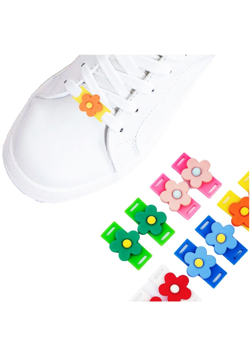 Zikra 10Pcs Flower Shoe Tags For Sneakers For Girls, Colorful PVC Shoe Lace Decorations For Kids, DIY Sneakers Shoelace Decors, Rubber - Image 1