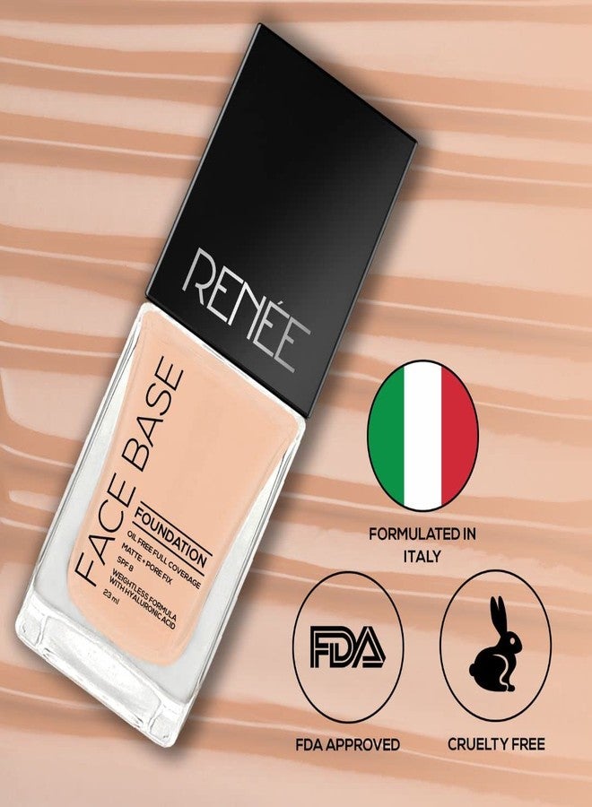 RENEE Face Base Liquid Foundation - Cappuccino, 23ml | Enriched with Hyaluronic Acid & Vitamin E, Provides SPF 8 Protection, Weightless, Long-lasting Matte Finish - Image 3
