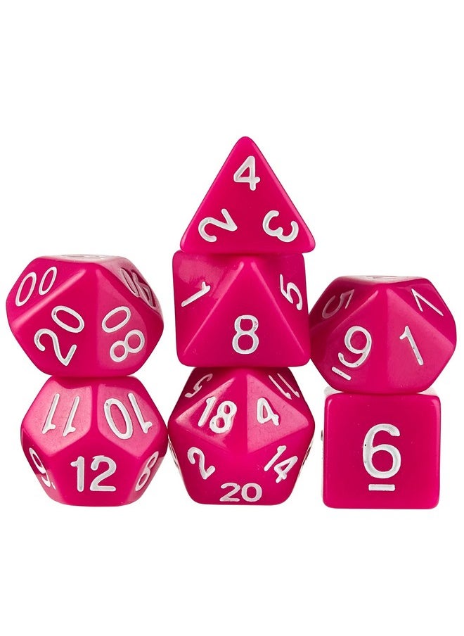 Wiz Dice Wiz Dice Dragonberry Set of 7 Polyhedral Dice, Solid Neon Magenta Pink Tabletop RPG Dice with Clear Display Box  - Image 1